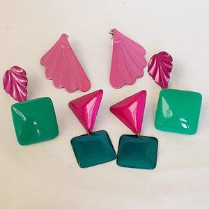 Vintage lot enamel pierced earrings